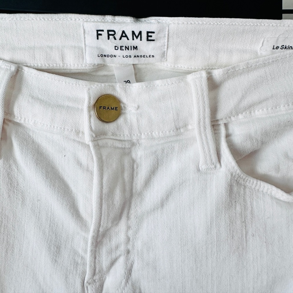 FRAME Le Skinny De Jeanne Distressed Front White Skinny Jean Size 29 - Picture 4 of 8